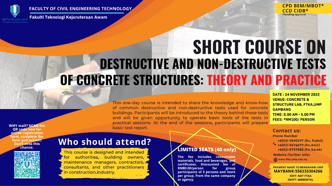 Short Course on Destructive and Non-Destructive Tests of Concrete Structures: Theory & Practices on 24th November 2022